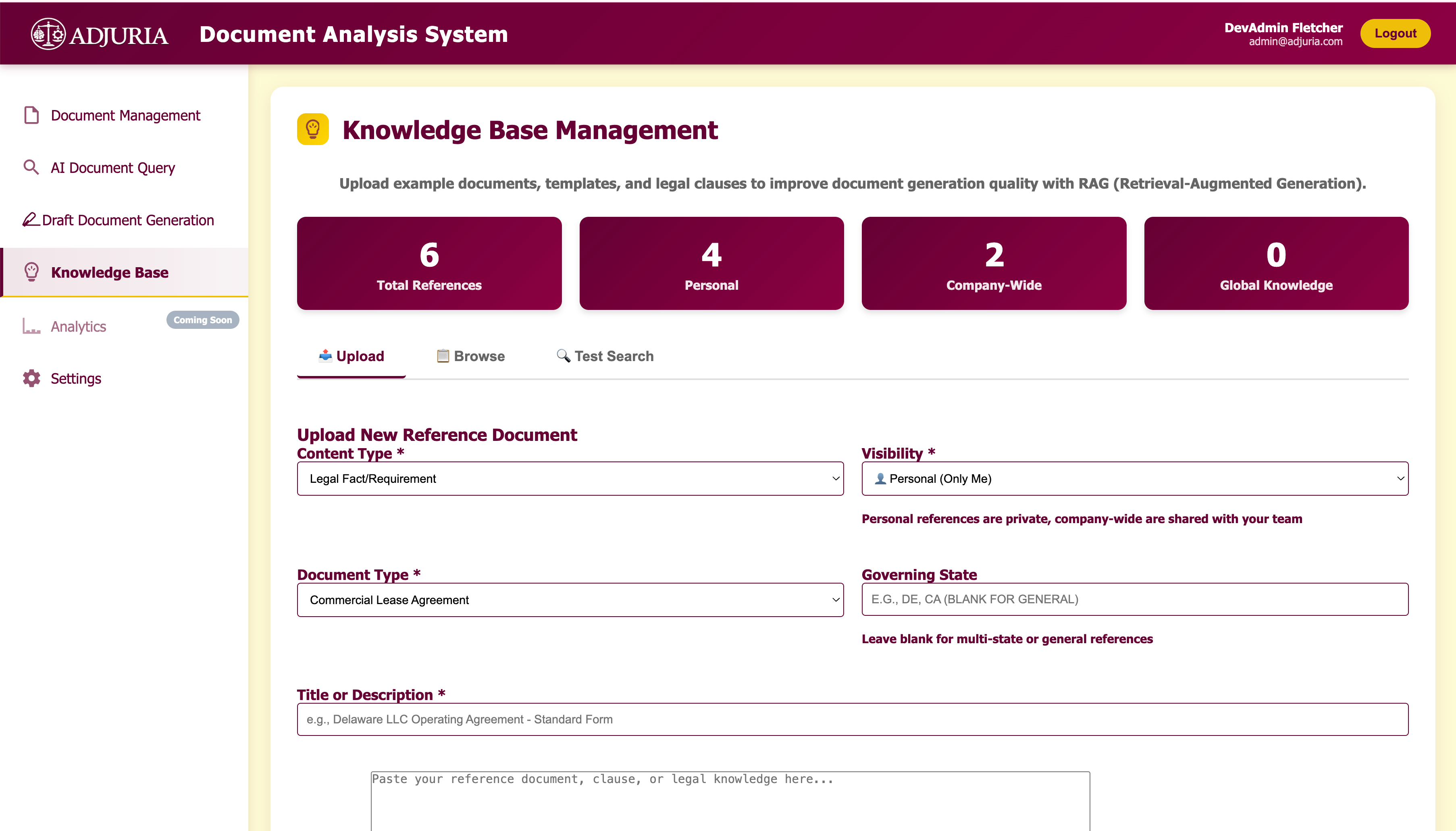 knowledgeBaseScreen Screenshot of the Knowledge Base page.